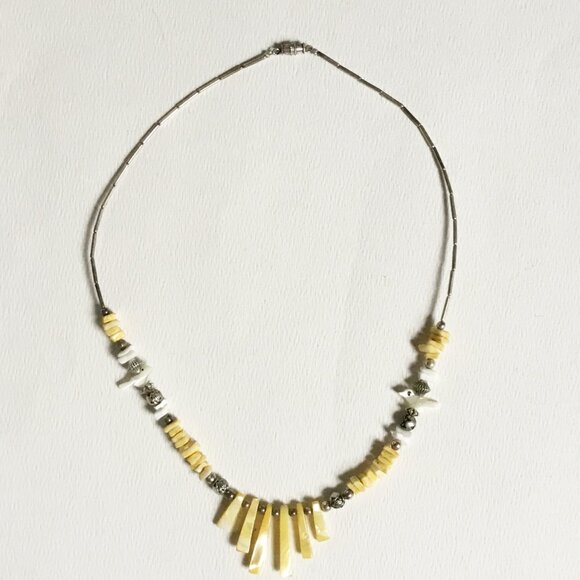 Bird Fetish Shell Heishi Beaded Necklace - Picture 2 of 3